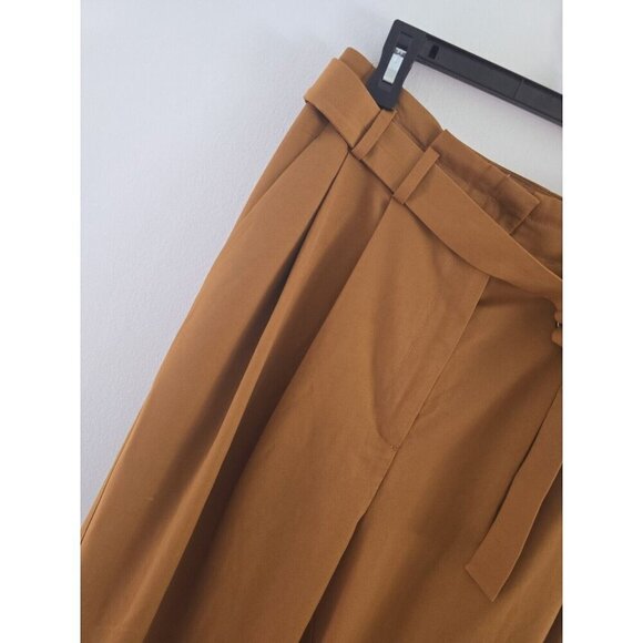 Elizabeth And James Paperbag Belted Pleated Mustard Brown Cuff Ankle Pants 10 M - Picture 7 of 14